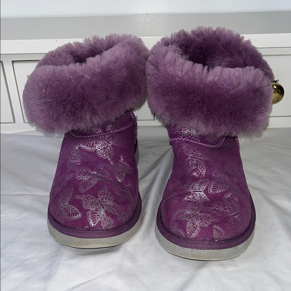 UGG Kids Boots in Rich Purple with Butterfly Pattern